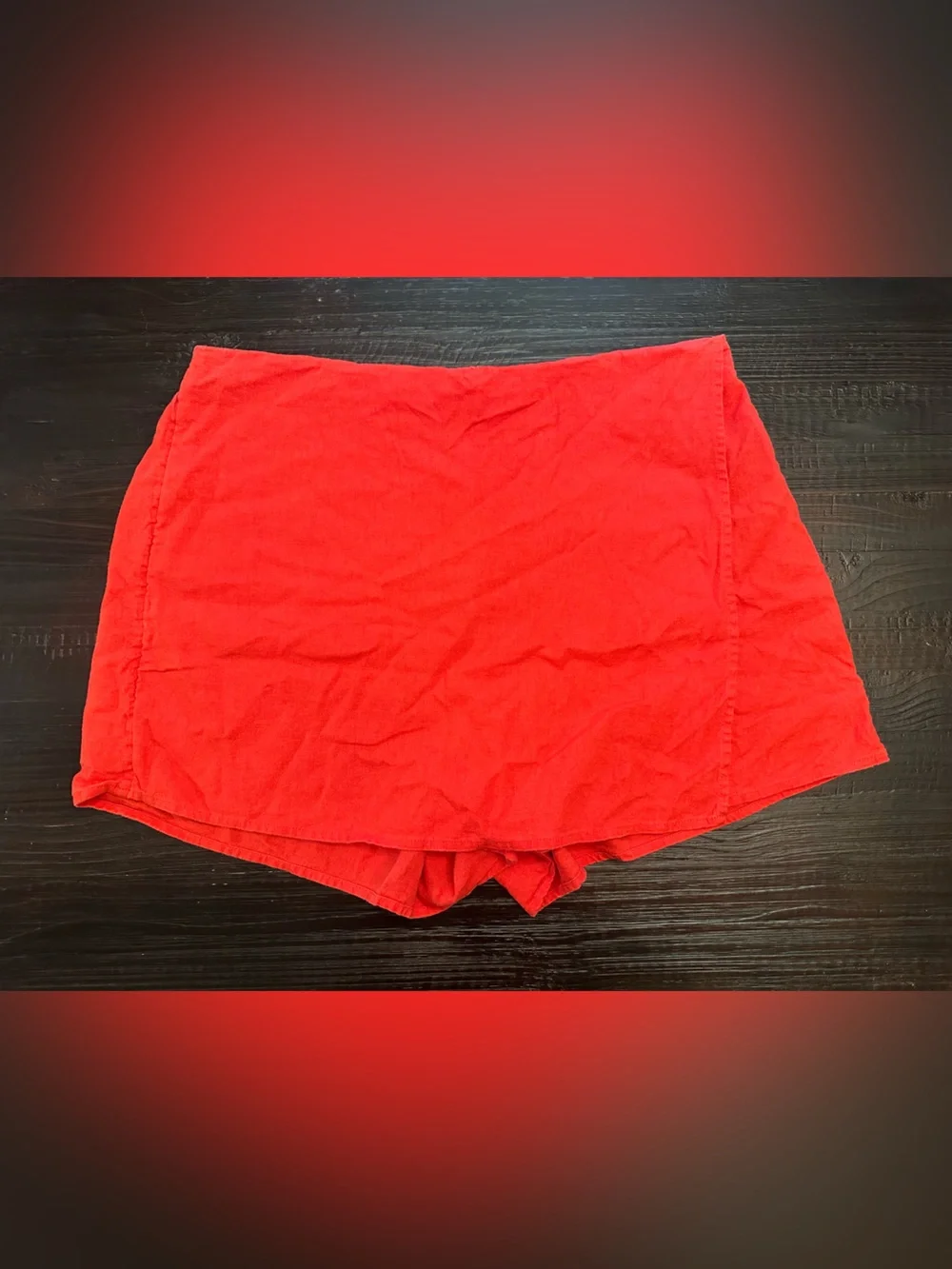 Cherry Red Women's Casual High-Waist Linen Skorts